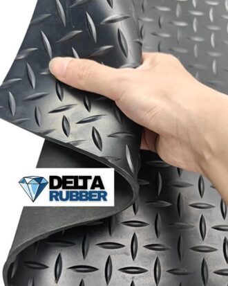 2m Wide 5mm Checker Plate Rubber Flooring Roll – Heavy Duty Industrial Rubber Flooring