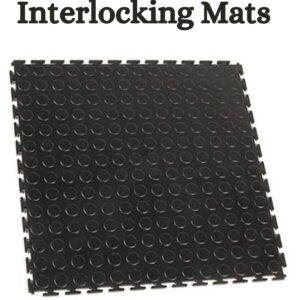 Black Interlocking PVC Floor Tiles 460mm x 460mm x 5mm – Heavy Duty Coin Top Flooring