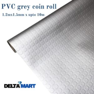 1.5mm Grey PVC Coin Flooring Roll 1.2m x 10m – Easy-Clean Floor Covering