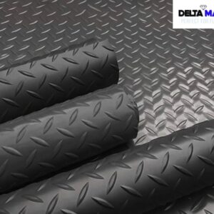 2m Wide x 5mm Checker Top Rubber Flooring Roll – Heavy Duty Rubber Matting – 1m to 10m