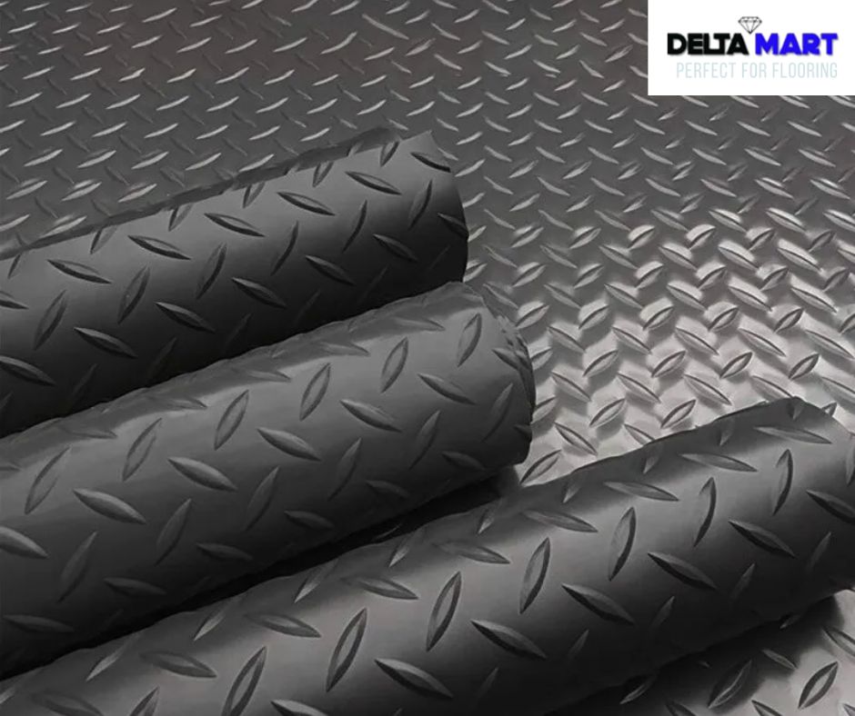 2m Wide x 5mm Checker Top Rubber Flooring Roll – Heavy Duty Rubber Matting – 1m to 10m