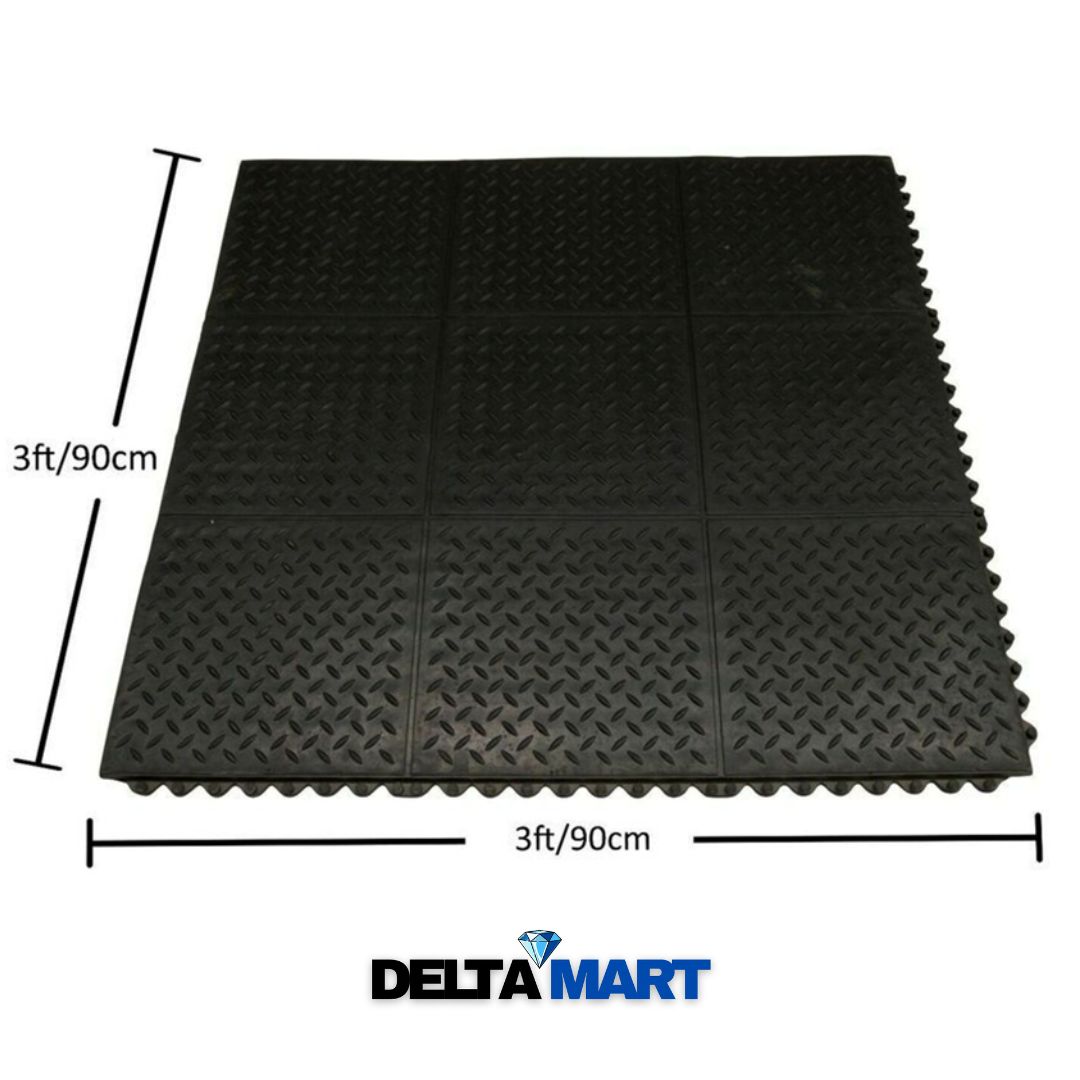 14mm Checker Plate Rubber Gym Mat 3ft x 3ft - Image 6