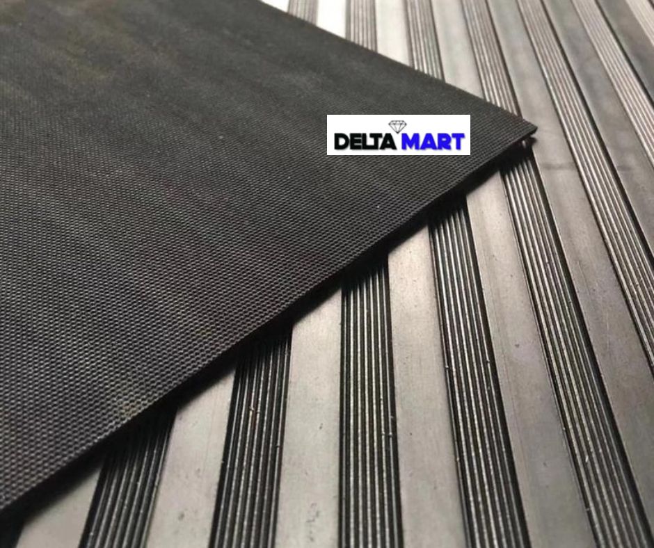 1.2m Wide American Ribbed Rubber Flooring Roll – 3mm Thick – Up to 10m Long