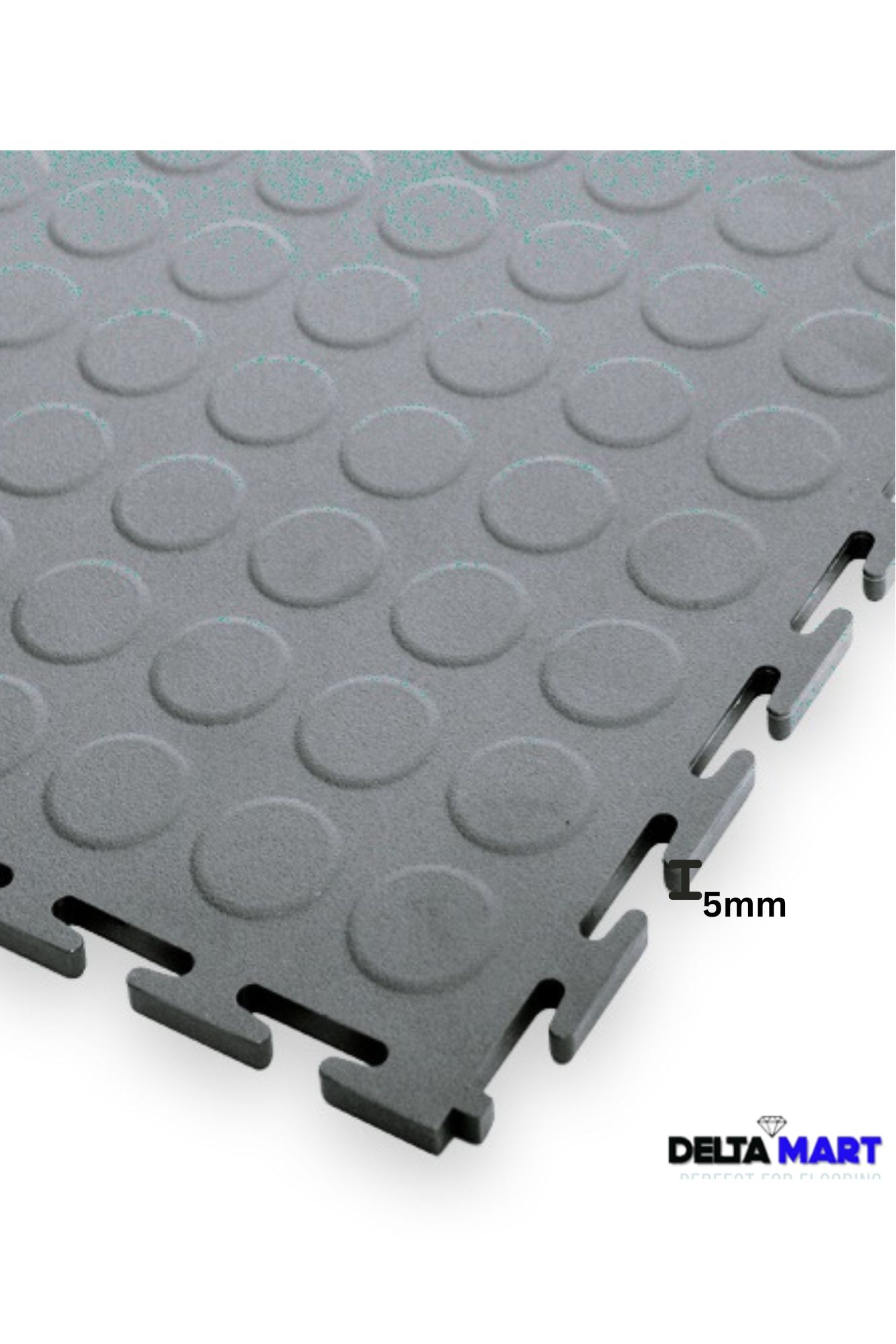Grey Interlocking PVC Floor Tiles 460mm x 460mm x 5mm – Heavy Duty Coin Top - Image 2