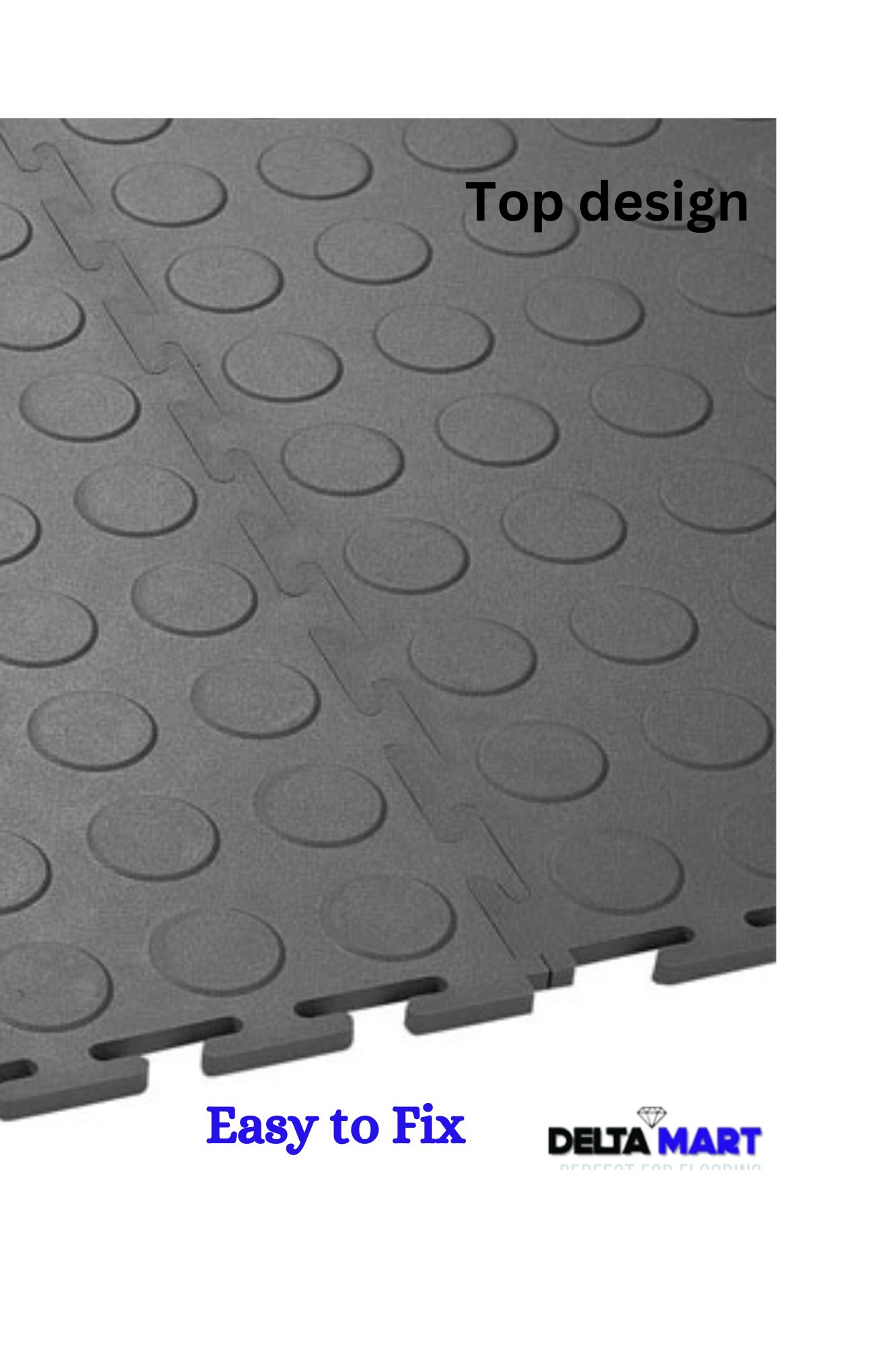 Grey Interlocking PVC Floor Tiles 460mm x 460mm x 5mm – Heavy Duty Coin Top - Image 3