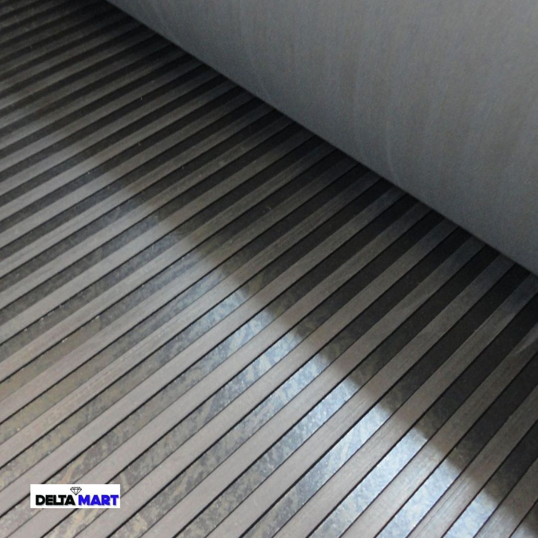 1.8m Wide Ribbed Rubber Flooring Roll – 5mm Thick – Up to 10m Long
