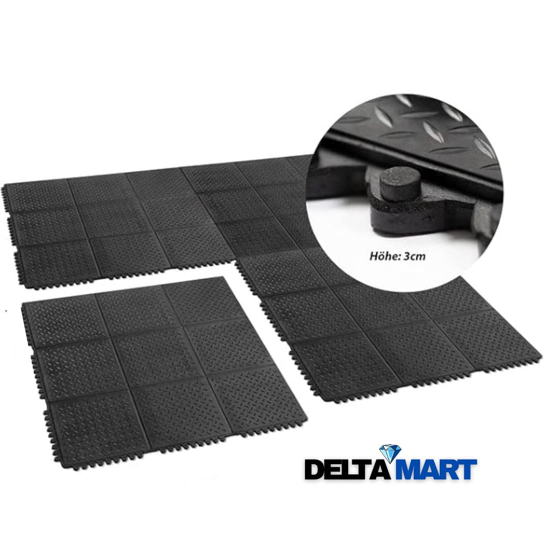 14mm Checker Plate Rubber Gym Mat 3ft x 3ft - Image 2