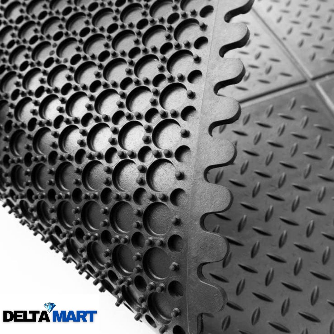 14mm Checker Plate Rubber Gym Mat 3ft x 3ft - Image 3