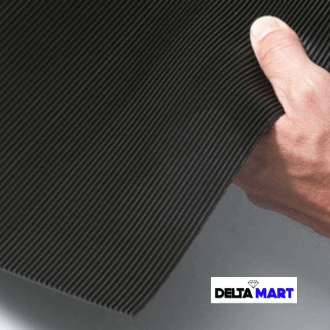 1m Wide Fine Ribbed Rubber Flooring Roll – 3mm Thick – Up to 20m Long