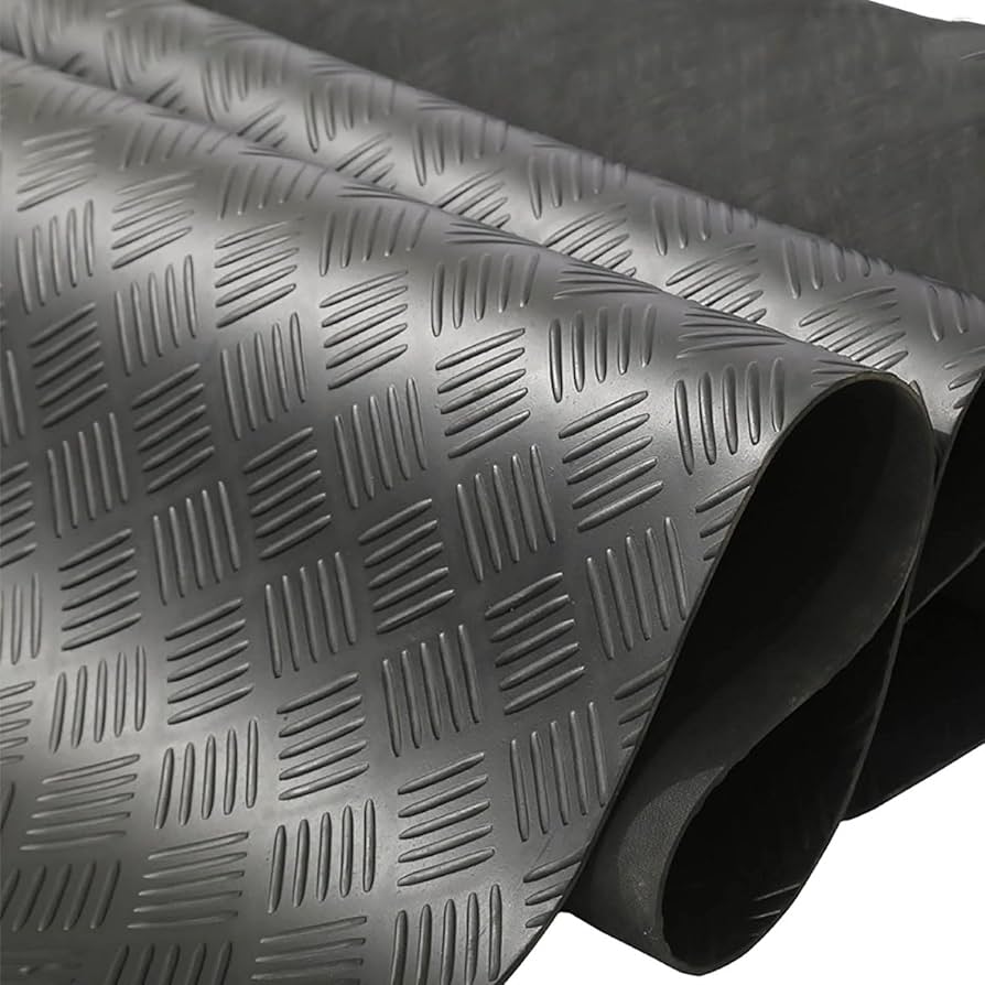 1.5m Wide 5-Bar Checker Rubber Flooring Roll – 3mm & 5mm Thick – Up to 10m Long