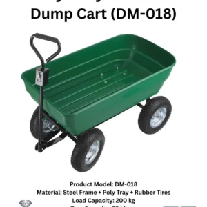 Heavy Duty 75L Garden Dump Cart Trolley Wagon 200kg Capacity 4 Wheel Utility Car